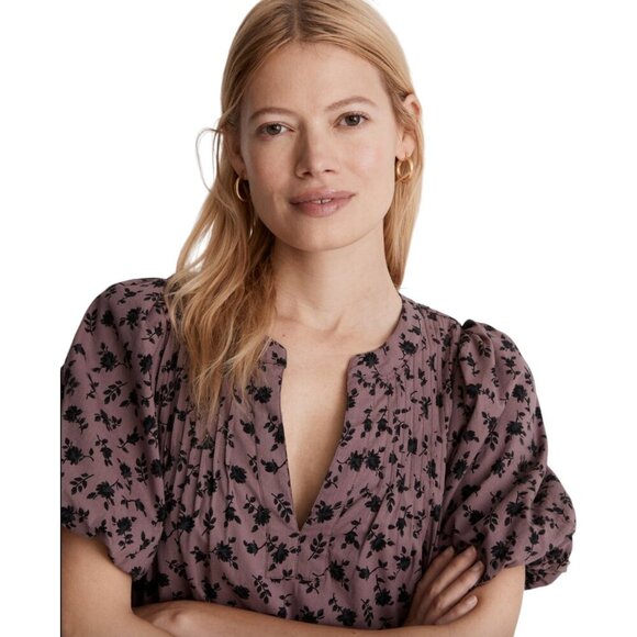 NWT Madewell Tillie Puff-Sleeve Mini Dress in Shadow Blooms - Medium - Purple - Picture 3 of 12